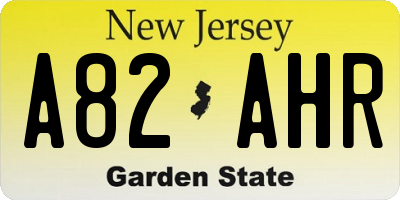 NJ license plate A82AHR