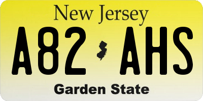 NJ license plate A82AHS