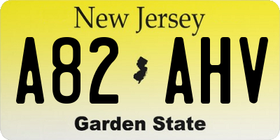NJ license plate A82AHV