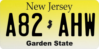 NJ license plate A82AHW