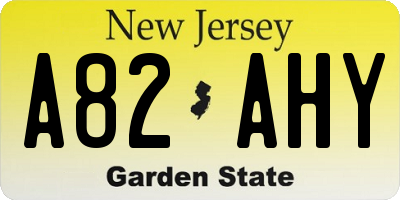NJ license plate A82AHY