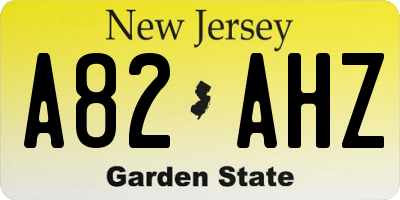 NJ license plate A82AHZ
