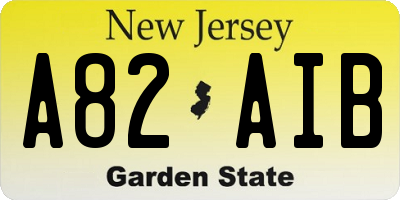 NJ license plate A82AIB