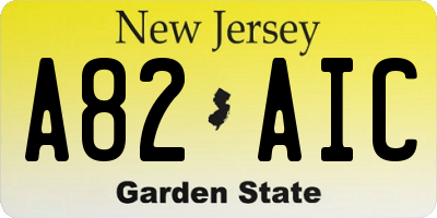 NJ license plate A82AIC