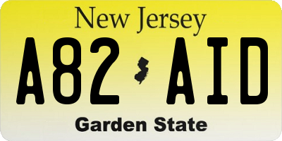 NJ license plate A82AID