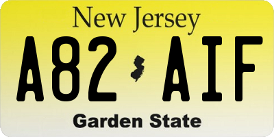 NJ license plate A82AIF