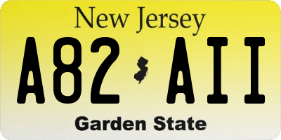 NJ license plate A82AII