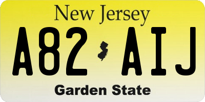 NJ license plate A82AIJ
