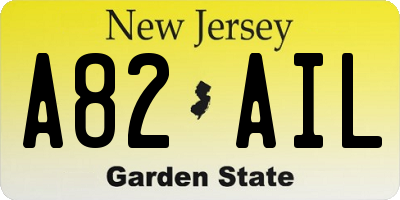 NJ license plate A82AIL