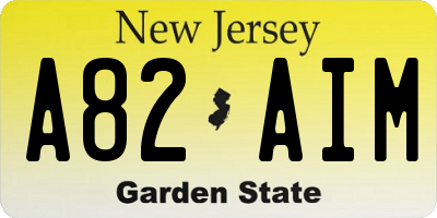NJ license plate A82AIM