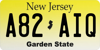 NJ license plate A82AIQ