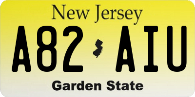 NJ license plate A82AIU