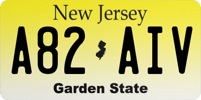 NJ license plate A82AIV