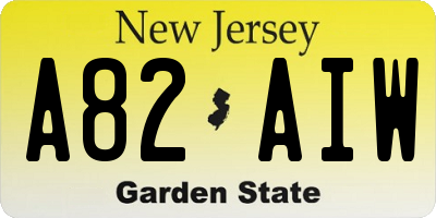 NJ license plate A82AIW