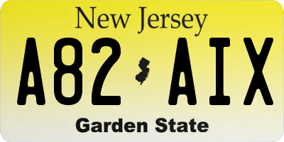 NJ license plate A82AIX