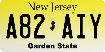 NJ license plate A82AIY