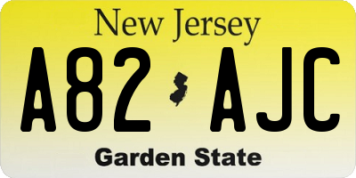 NJ license plate A82AJC