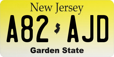 NJ license plate A82AJD