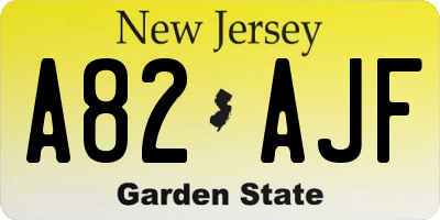 NJ license plate A82AJF