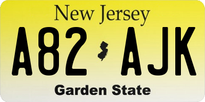 NJ license plate A82AJK