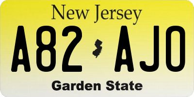 NJ license plate A82AJO