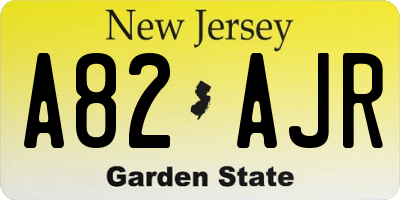 NJ license plate A82AJR