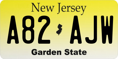 NJ license plate A82AJW