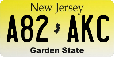 NJ license plate A82AKC