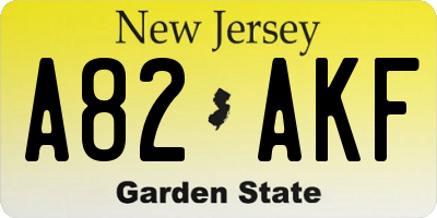 NJ license plate A82AKF