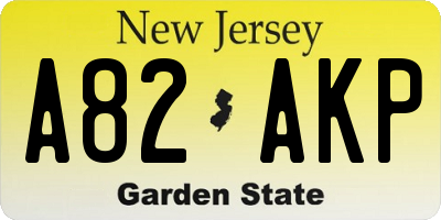 NJ license plate A82AKP