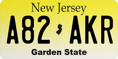 NJ license plate A82AKR