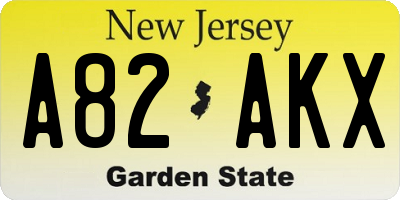 NJ license plate A82AKX
