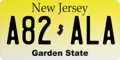 NJ license plate A82ALA