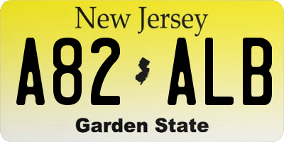 NJ license plate A82ALB