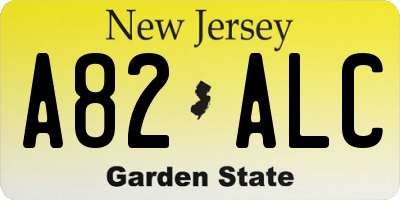 NJ license plate A82ALC