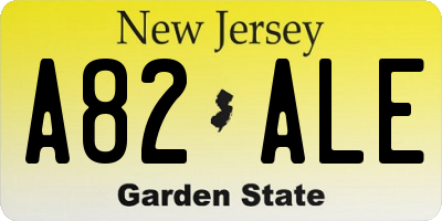 NJ license plate A82ALE