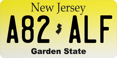 NJ license plate A82ALF