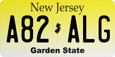 NJ license plate A82ALG