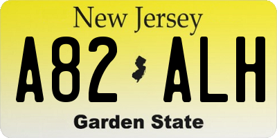 NJ license plate A82ALH