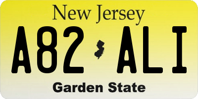 NJ license plate A82ALI
