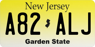 NJ license plate A82ALJ