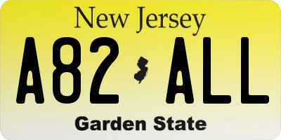 NJ license plate A82ALL