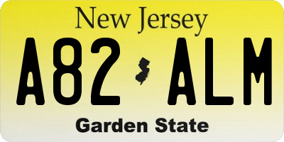 NJ license plate A82ALM