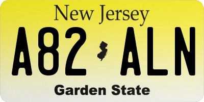 NJ license plate A82ALN