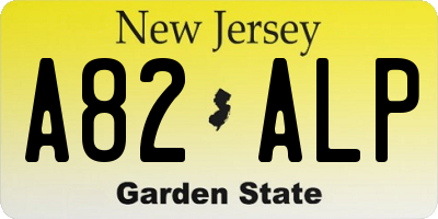 NJ license plate A82ALP