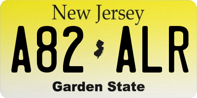 NJ license plate A82ALR