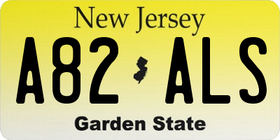 NJ license plate A82ALS
