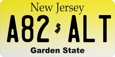 NJ license plate A82ALT