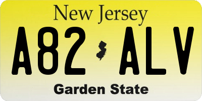 NJ license plate A82ALV
