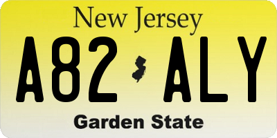 NJ license plate A82ALY